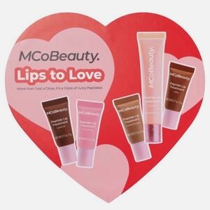 MCo Beauty Lips to Love Peptide Lip Set Heart Shape Box 5pc Lip Gloss Ltd NIB